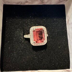 LAB CREATED DARK PINK SAPPHIRE RING SIZE 6